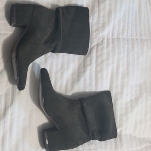 Suede olive green booties